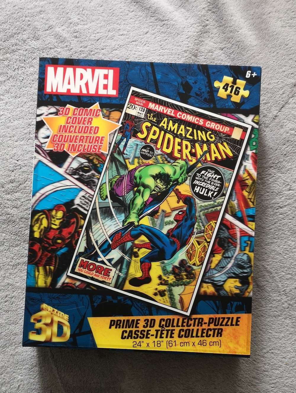 Brand New Sealed 3D Spider Man (with Hulk) Comic Book Cover Puzzle 24 x 18 Inch